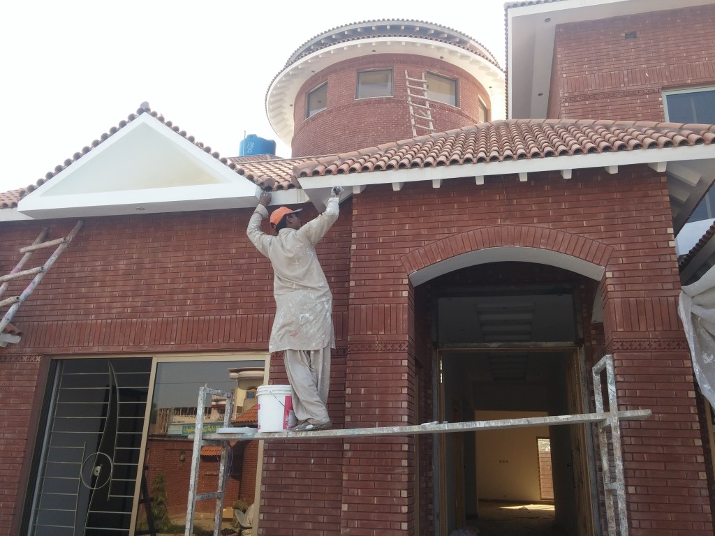 Gutka red bricks house front wall tiles design rate images in islamabd