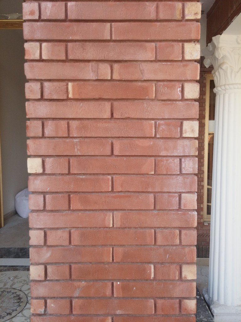 Special red gutka wall face bricks tile house pictures in pakistan