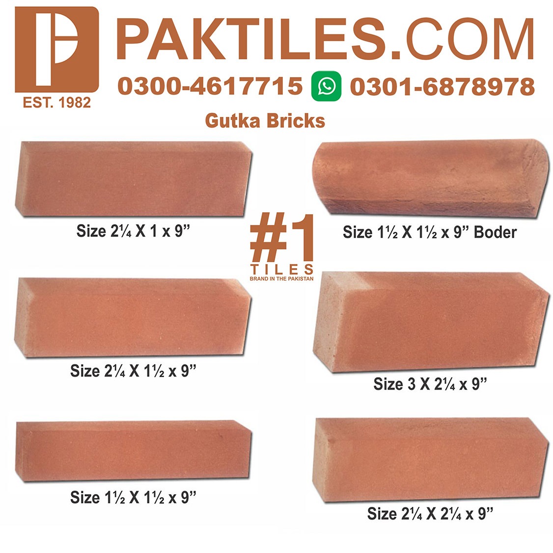 8 Terracotta Gutka Tiles Size in Islamabad